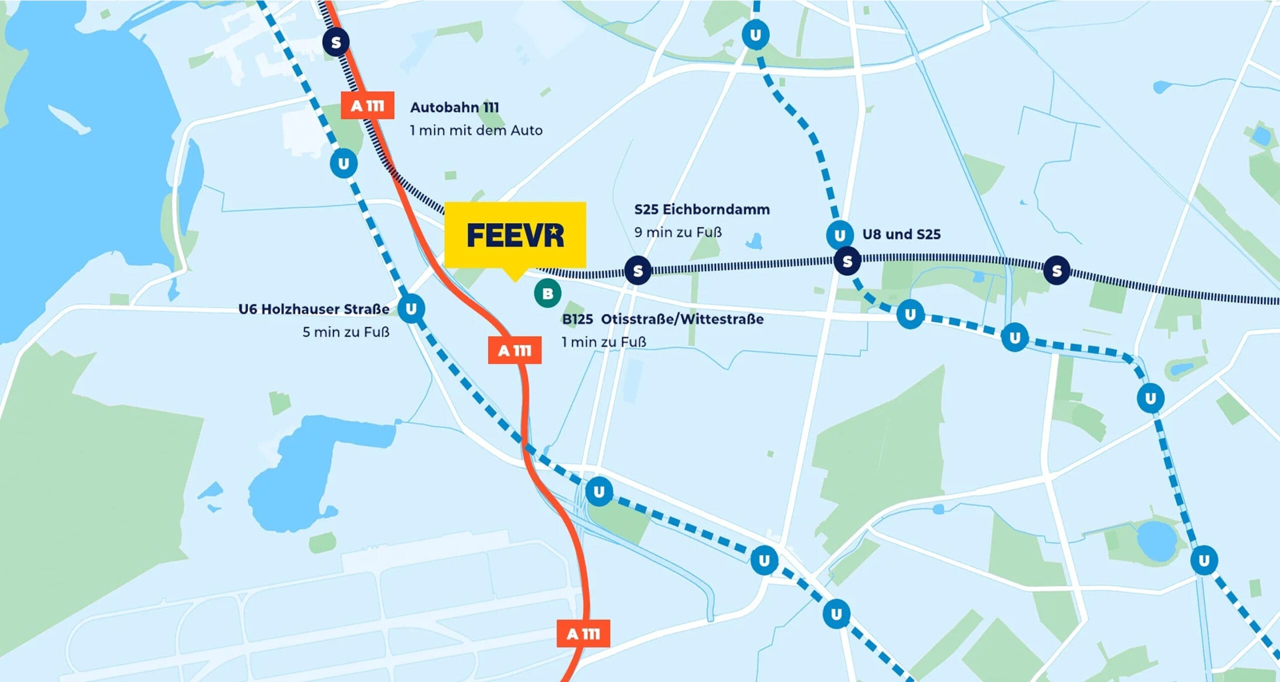 Stadtkarte mit eingezeichnetem Standort „FEEVR“
