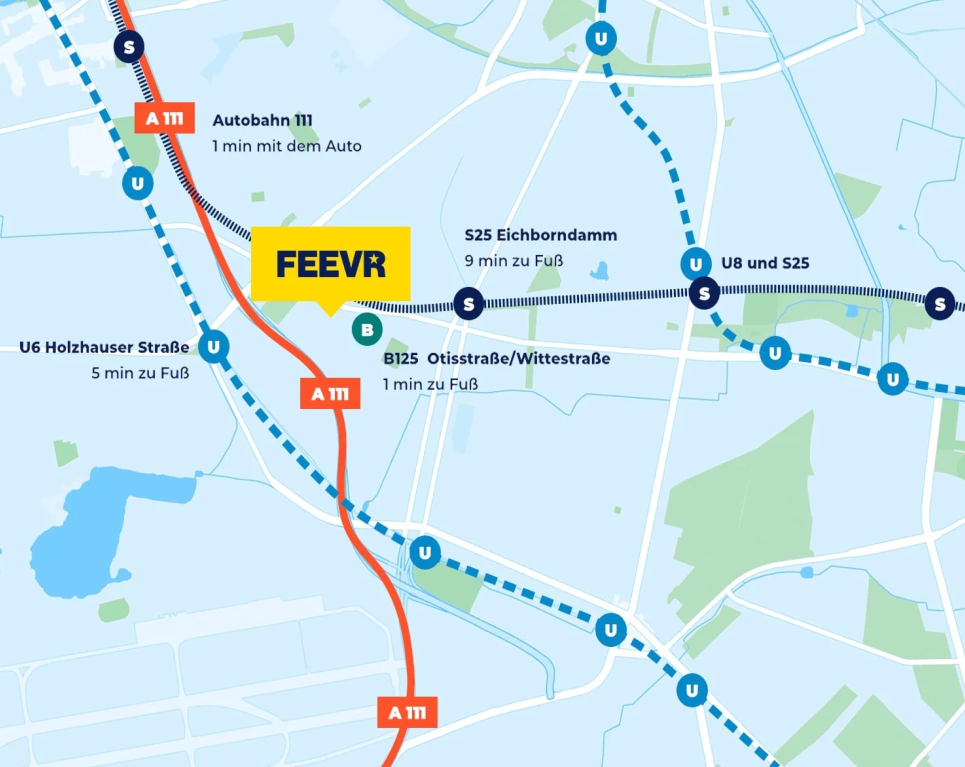 Stadtkarte mit eingezeichnetem Standort „FEEVR“